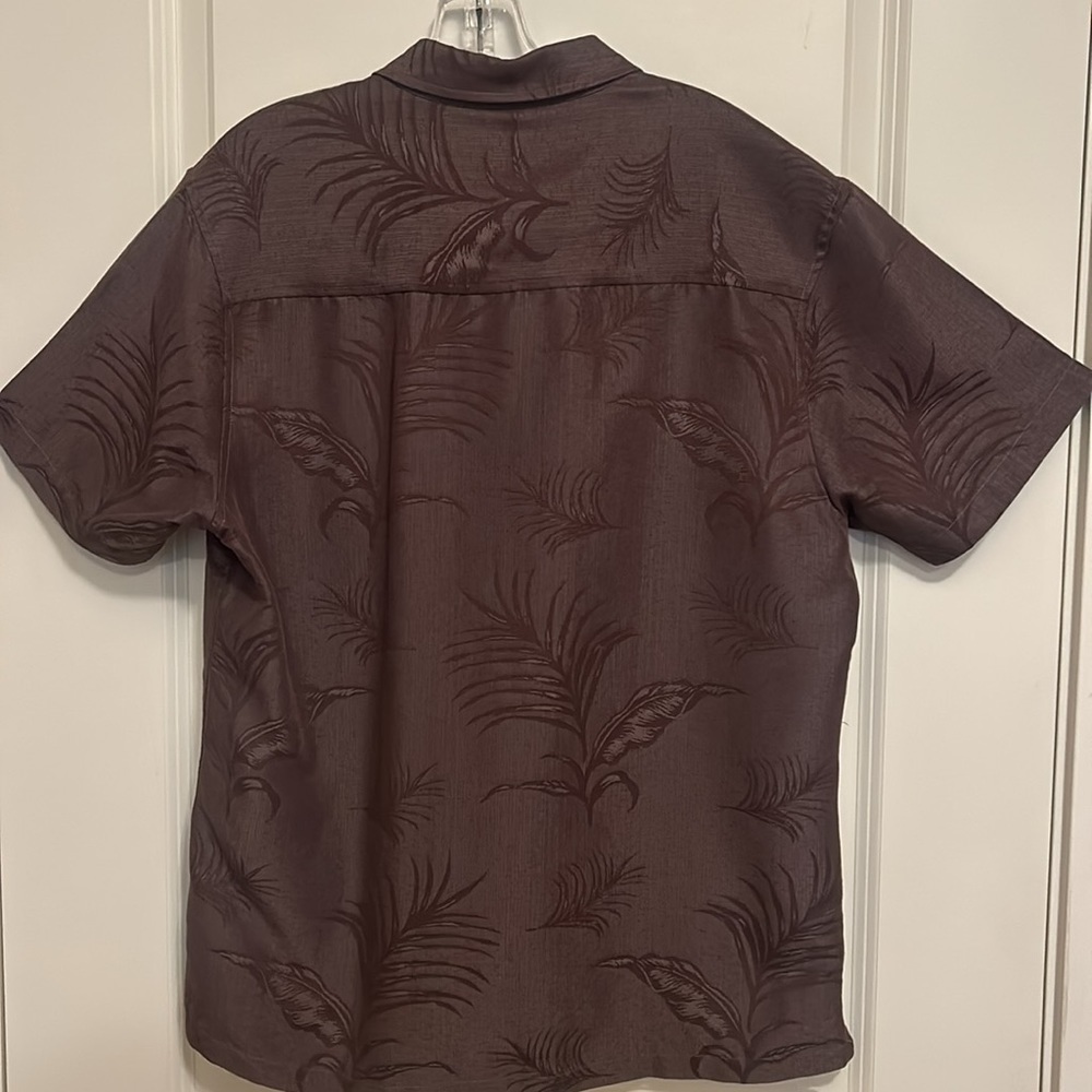 Woody’s Retro Lounge Brown Tropical Print Short  Sleeve Button down Shirt SZ Med - Picture 6 of 9